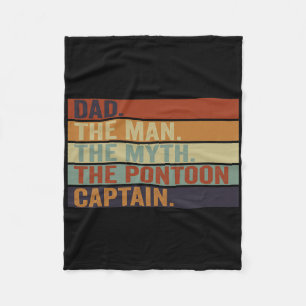 Pontoon Boat Captain Dad Funny Sailing And Boating Fleece Blanket