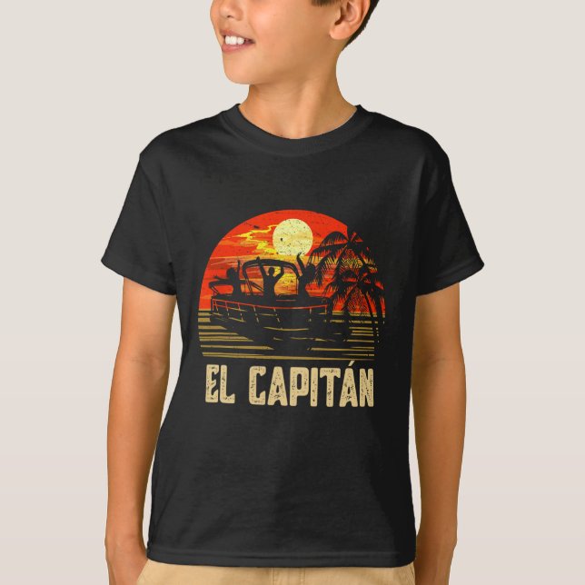 Pontoon Boat Captain Lake Boating El Capitan  T-Shirt (Front)