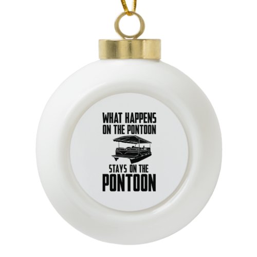 Pontoon Boat Ceramic Ball Christmas Ornament