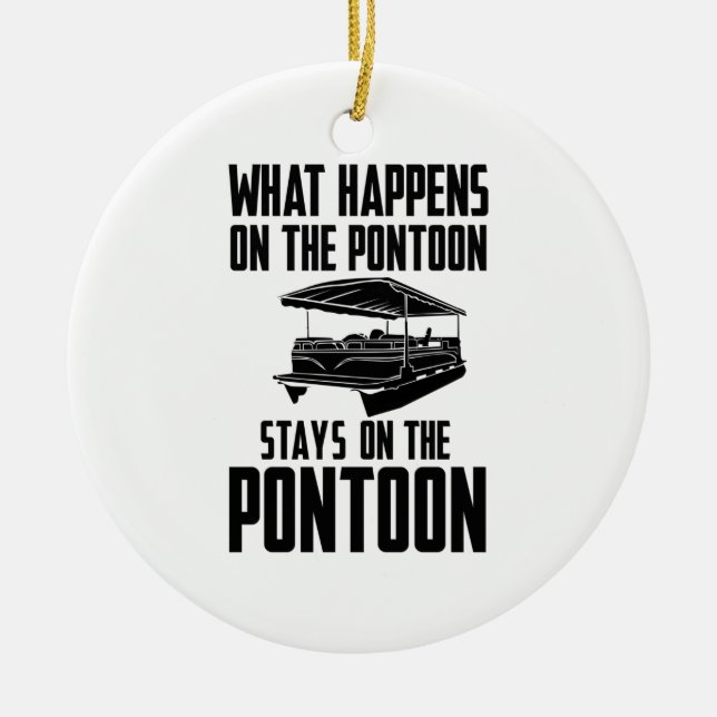 Pontoon Boat Ceramic Ornament (Front)