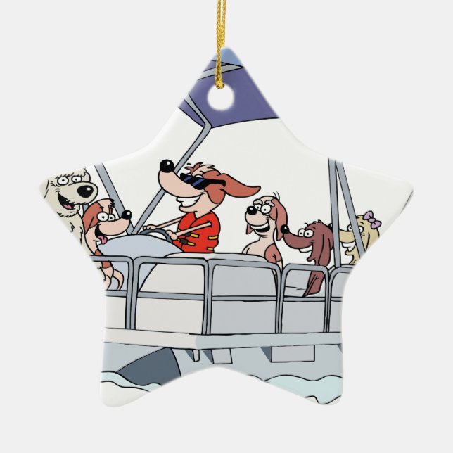 Pontoon Boat Ceramic Ornament (Front)