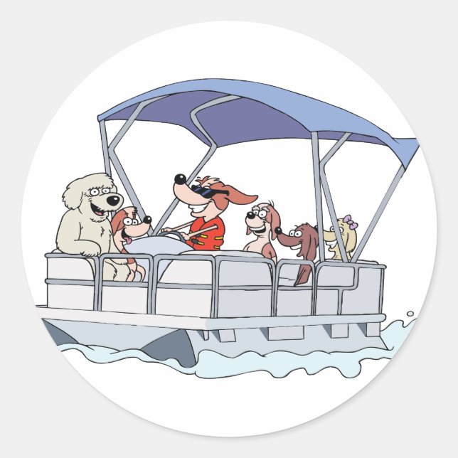 Pontoon Boat Classic Round Sticker (Front)