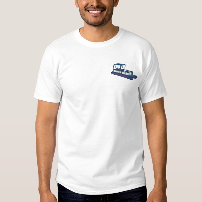 Pontoon Boat Embroidered T-Shirt (Front)