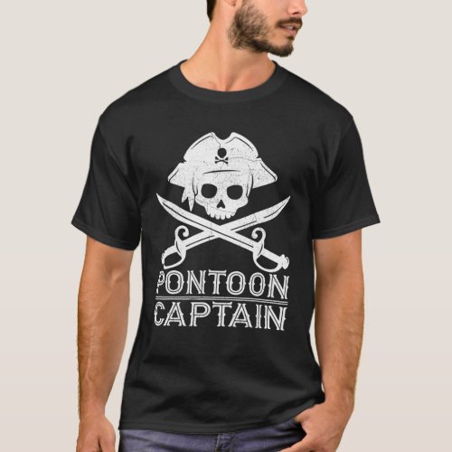 Pontoon Boat Lover Pirate Skull Pontoon Captain T_Shirt