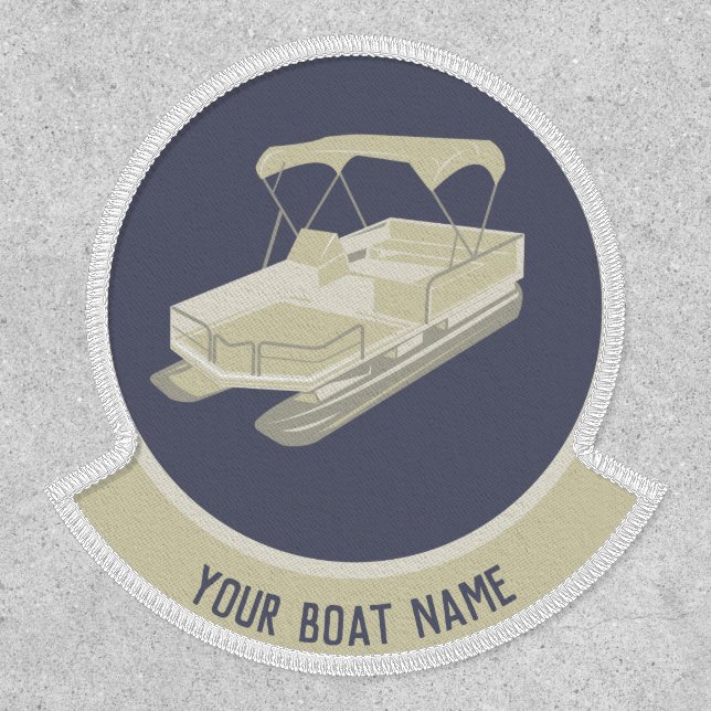 Pontoon Boat Personalize Tan and Blue Patch (Front)