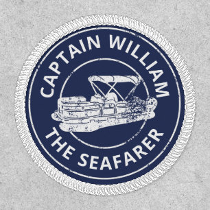 Pontoon Boat Personalized Boat Name Blue and White Patch