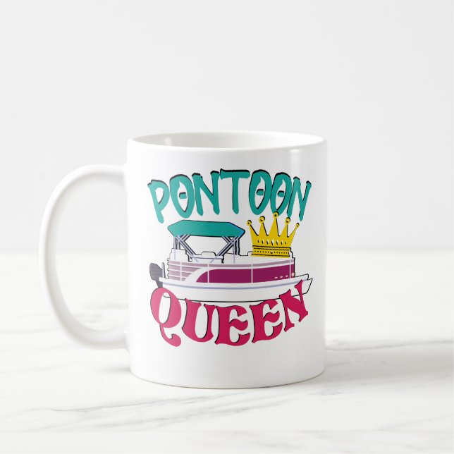 Pontoon Boat Queen Coffee Mug New Boat Owner (Left)