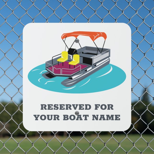 Pontoon Boat Reserved Dock Space Parking Metal Sign (In Situ(Fence))