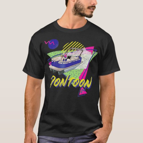 Pontoon Boat Retro 80s or 90s Vintage Boating  T_Shirt