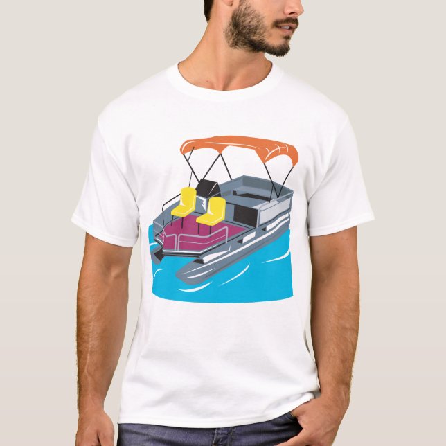 Pontoon Boat Retro T-Shirt (Front)