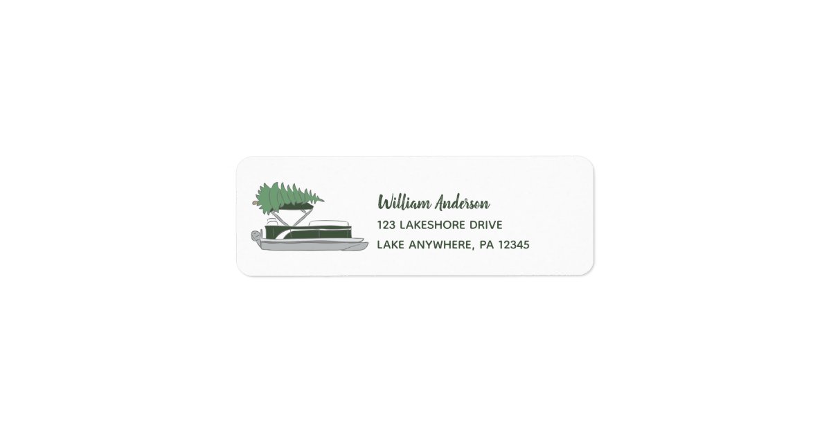 Pontoon Boat with Christmas Tree Return Address Label | Zazzle