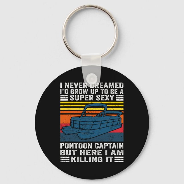 Pontoon Boating Lake Adventures For Summer Pontoon Keychain (Front)
