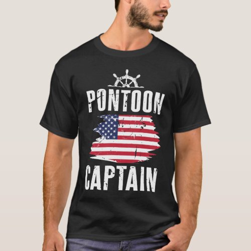 Pontoon Captain American Boating Flag Dad Grandpa T_Shirt