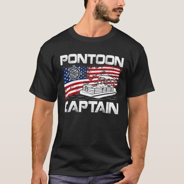 Pontoon Captain American Flag Pontoon Boat Lover G T-Shirt (Front)