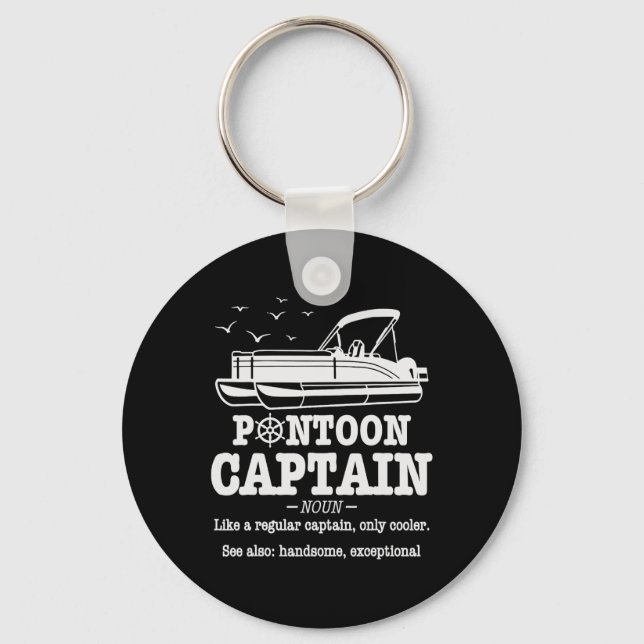 Pontoon Captain Definition Boat Life Funny Boating Keychain (Front)