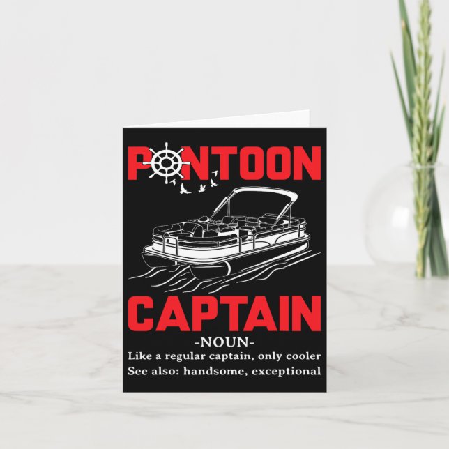 Pontoon Captain Definition Funny Pontoon Boat Boat Card (Front)