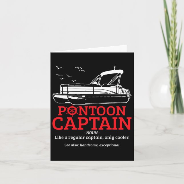 Pontoon Captain Definition Funny Pontoon Boat Boat Card (Front)