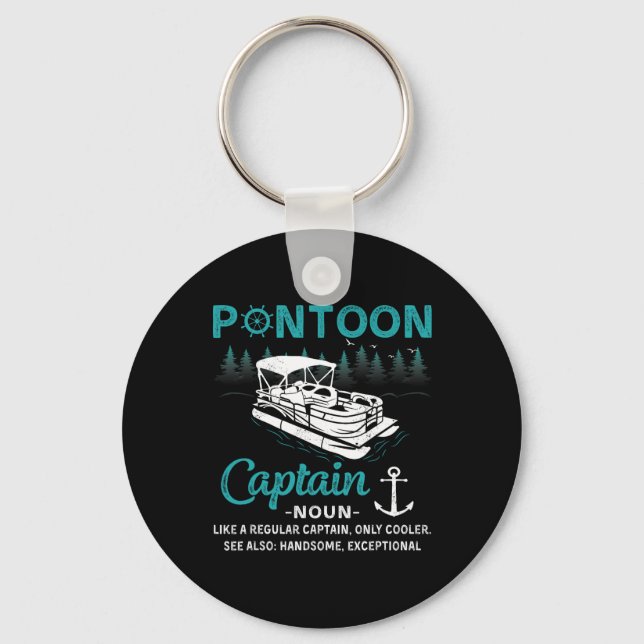 Pontoon Captain Definition Funny Pontoon Boat Boat Keychain (Front)
