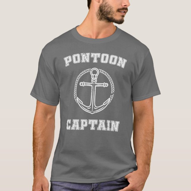 PONTOON CAPTAIN Funny Boating for Water Sports fam T-Shirt (Front)
