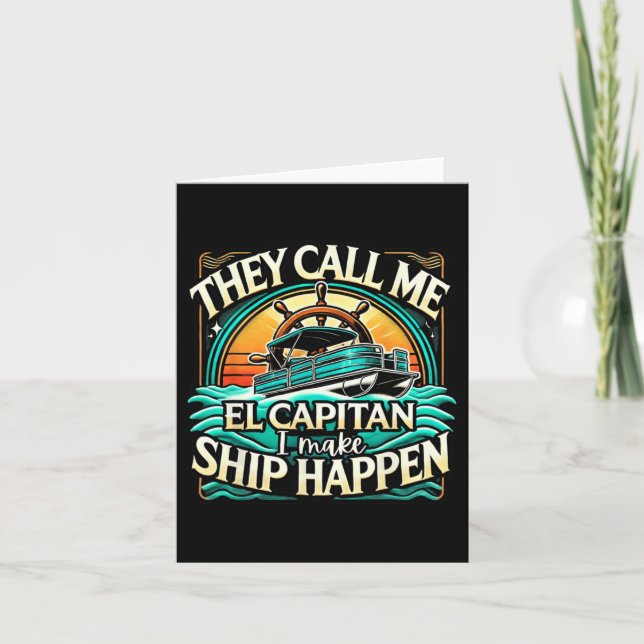 Pontoon Captain Men Pontoon Boat Captain Boating  Card (Front)