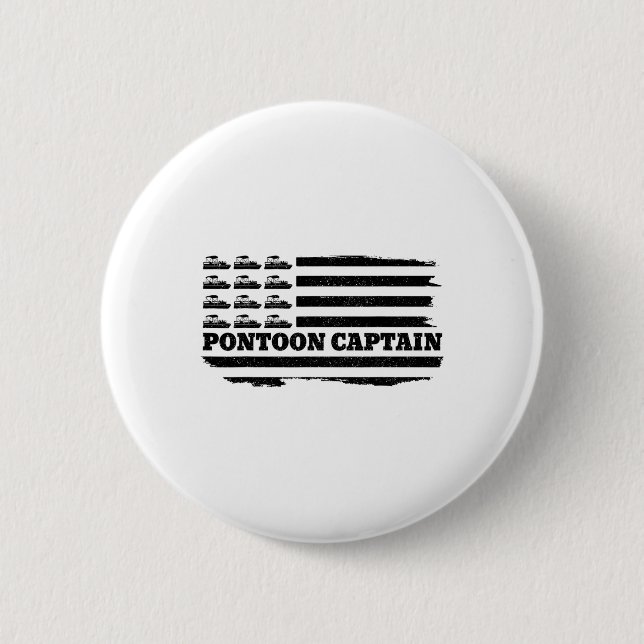 Pontoon Captain Patriotic Boat Owner American Flag Button (Front)