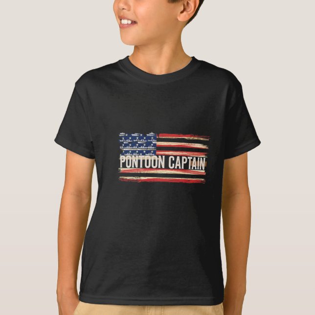Pontoon Captain Patriotic Boating Fun Water Sport  T-Shirt (Front)