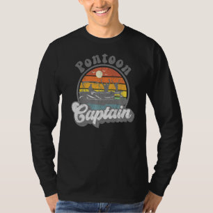 Pontoon Captain Retro Funny Boat Boating Fathers D T-Shirt