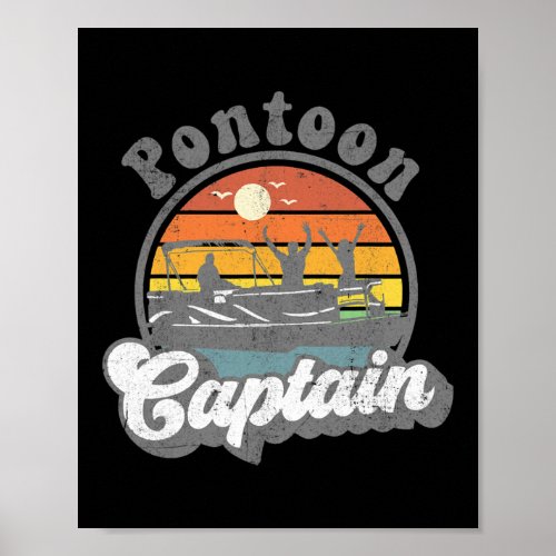 Pontoon Captain Retro Funny Boat Boating Fathers Poster