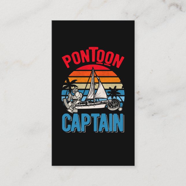 Pontoon Captain Vintage Pontoon Boating Business Card (Front)