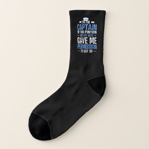 Pontoon Captain Wife Permission Quote Funny Gifts Socks