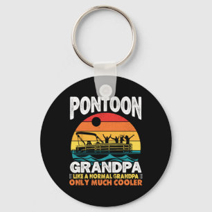 Pontoon Grandpa Captain Retro Funny Boating Father Keychain