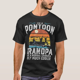 Pontoon Grandpa Captain Retro Funny Boating Father T-Shirt