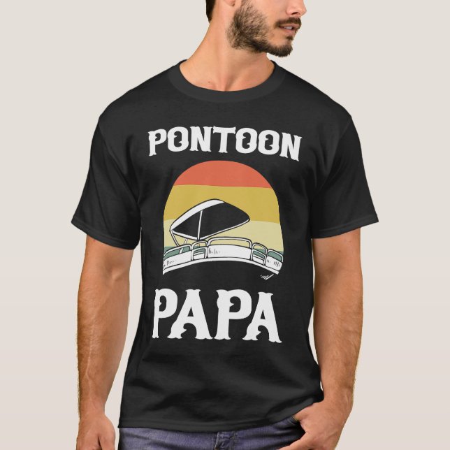 Pontoon Papa Pontoon Boating Boat Captain T-Shirt (Front)