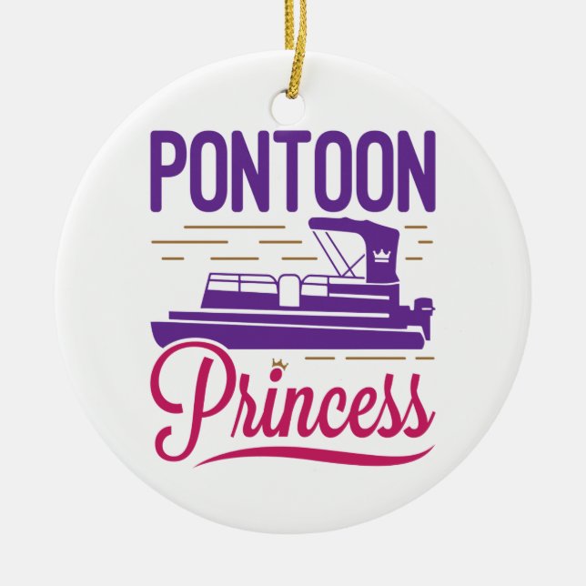 Pontoon Princess Pontooning Motor Boating Ceramic Ornament (Front)
