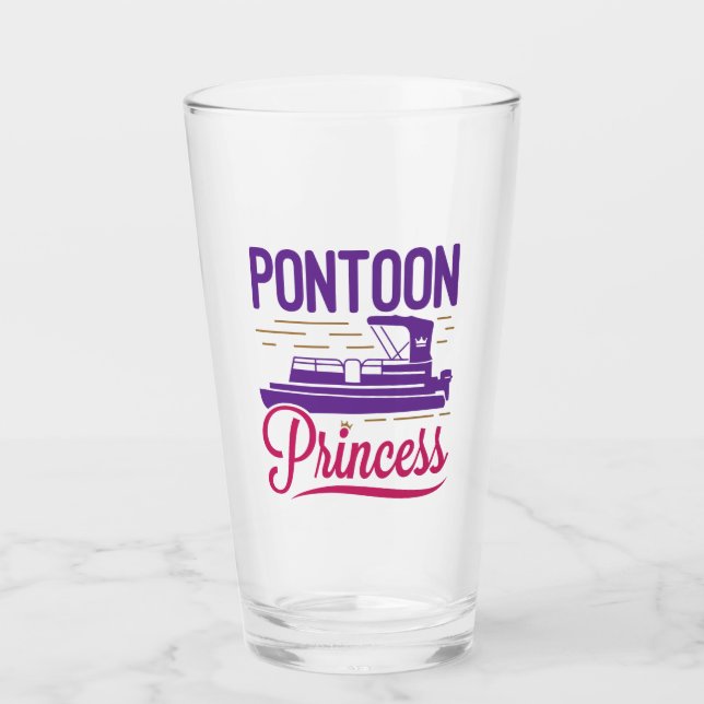 Pontoon Princess Pontooning Motor Boating Glass (Front)