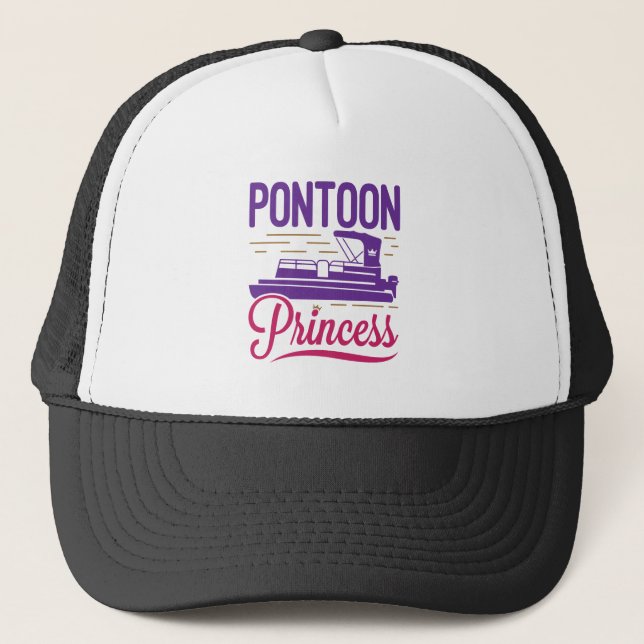Pontoon Princess Pontooning Motor Boating Trucker Hat (Front)