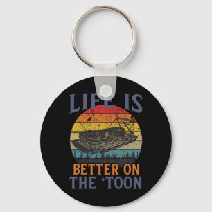 Pontoon Vintage White Pontoon Captain Boating Funn Keychain
