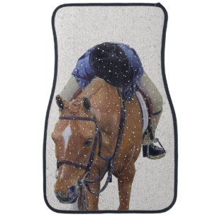 Pony and Girl in Snow Car Mat