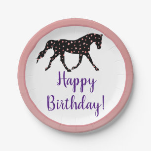Pony and Hearts Birthday Paper Plates