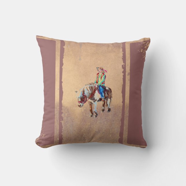 Pony and Rider Throw Pillow (Front)