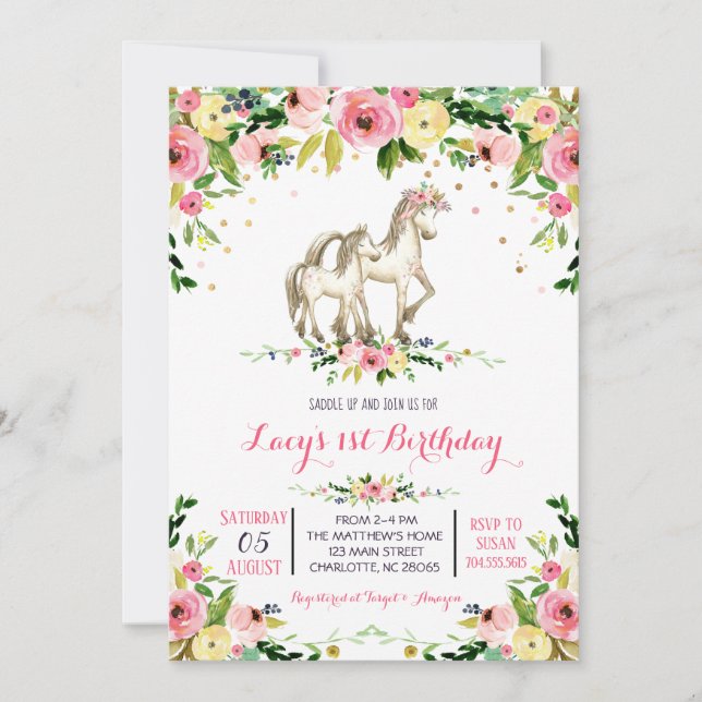 Pony Birthday Invitatio, Horse birthday invitation (Front)