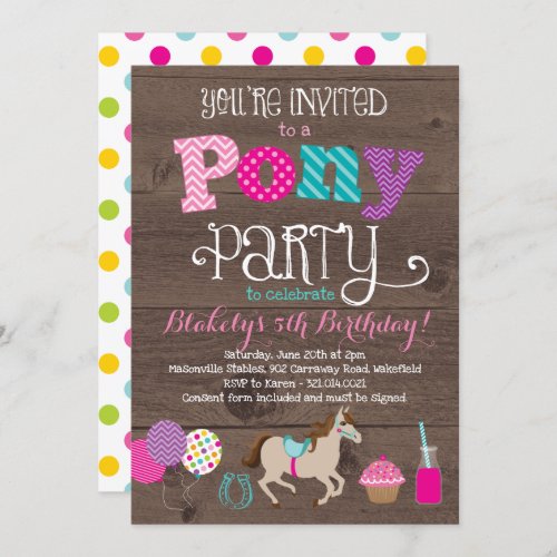 Pony Birthday Party Invitation