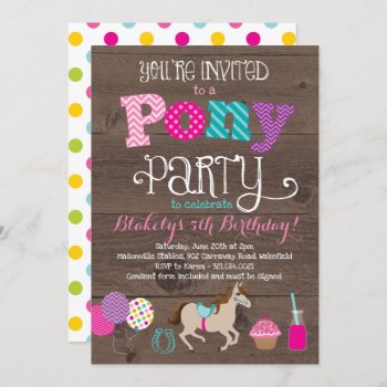 Pony Birthday Party Invitation by modernmaryella at Zazzle