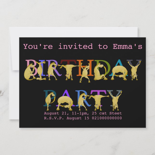 Pony Birthday party invitation, bright colored Invitation (Front)