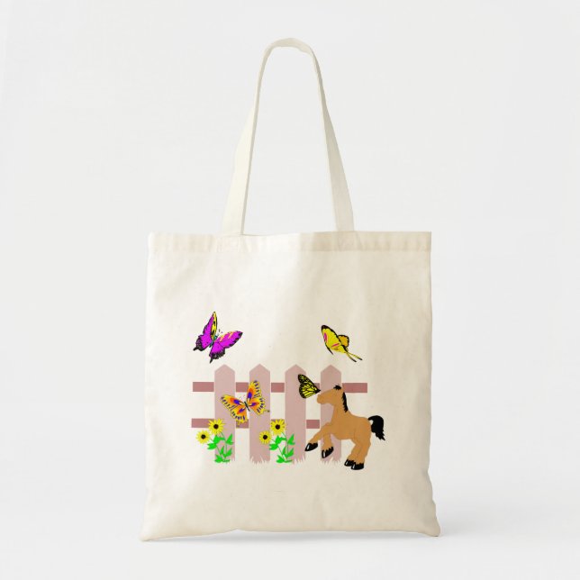 Pony, Butterflies & Sunflowers Tote Bag (Front)