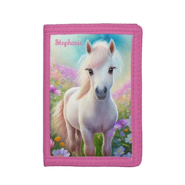 Pony Cute Personalized Girls Name Trifold Wallet (Front Vertical)