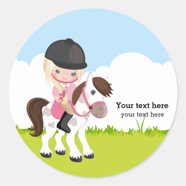 Pony Equestrian Horseback Horse riding Classic Round Sticker (Front)