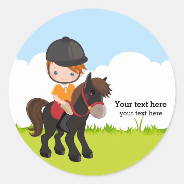 Pony Equestrian Horseback Horse riding Classic Round Sticker (Front)