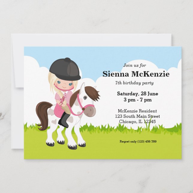 Pony Equestrian Horseback Horse riding Invitation (Front)