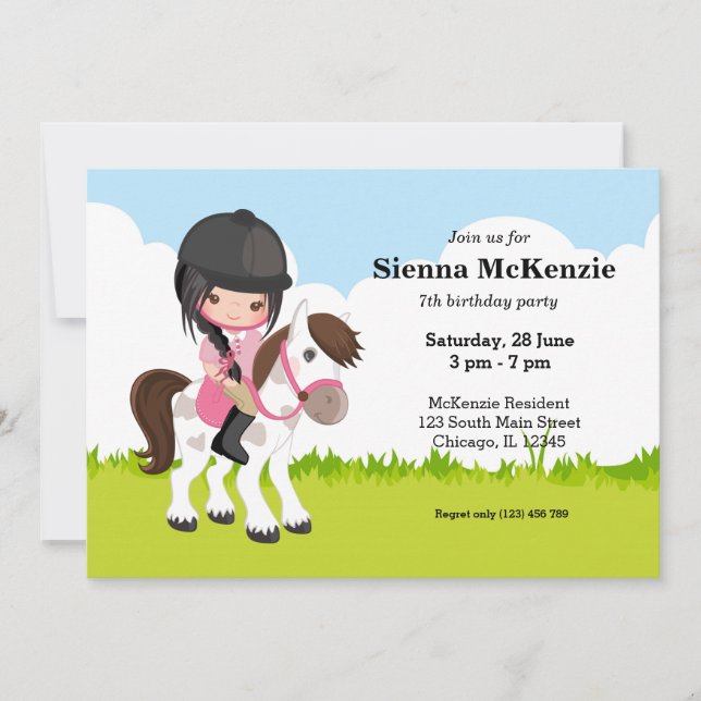 Pony Equestrian Horseback Horse riding Invitation (Front)